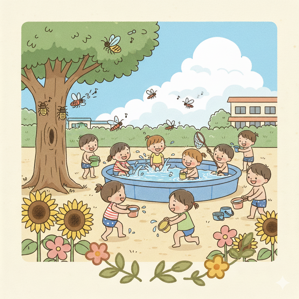 夏休みに公園で遊ぶ子どもたち